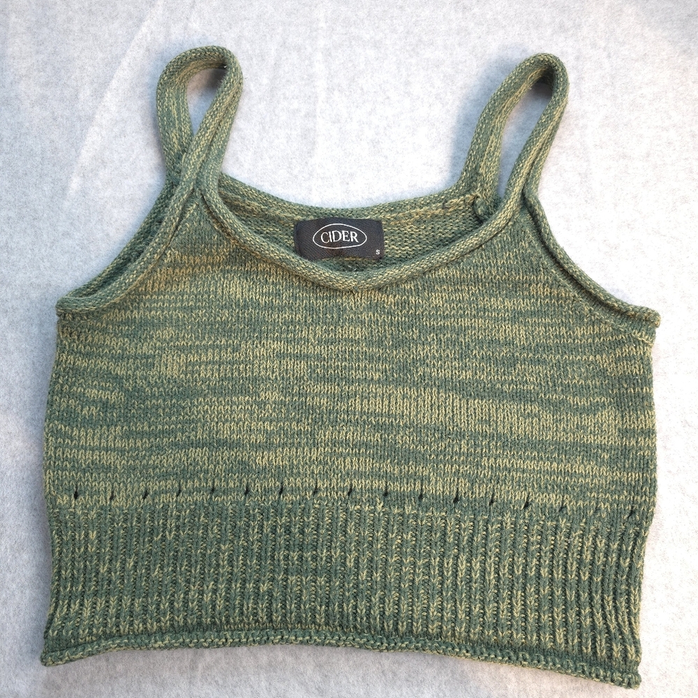 Cider Green Knit Crop Top Tank Top Size Small